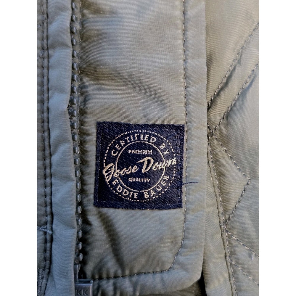 Eddie Bauer Womens Quilted Goose Down Puffer Vest Full Zip Medium Green - Picture 11 of 16